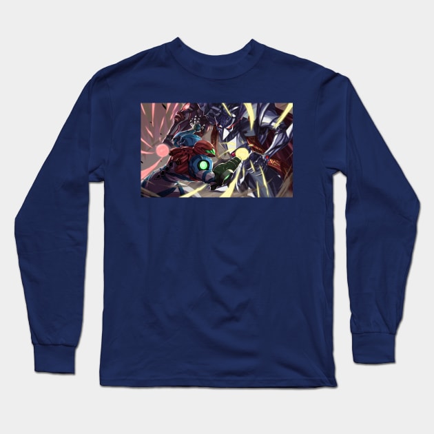 Samus Vs. Raven Beak Long Sleeve T-Shirt by Potemkin